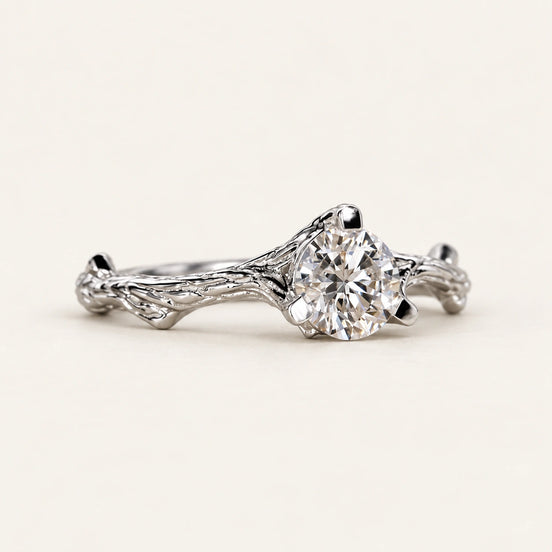 Round Cut Lab Grown Diamond Solitaire Engagement Ring in White Gold