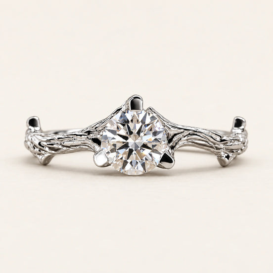 Round Cut Lab Grown Diamond Solitaire Engagement Ring in White Gold