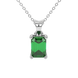 Emerald cut green gemstone solitaire pendant in rose gold four prong setting