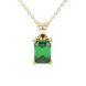 Emerald cut green gemstone solitaire pendant in rose gold four prong setting