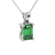 Emerald cut green gemstone solitaire pendant in rose gold four prong setting