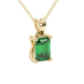 Emerald cut green gemstone solitaire pendant in rose gold four prong setting
