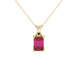 Emerald cut red gemstone solitaire pendant in white gold four prong setting