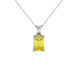 Emerald cut yellow gemstone solitaire pendant in rose gold four prong setting