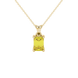 Emerald cut yellow gemstone solitaire pendant in rose gold four prong setting