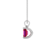 Emerald cut red gemstone solitaire pendant in white gold four prong setting