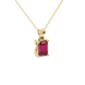 Emerald cut red gemstone solitaire pendant in white gold four prong setting