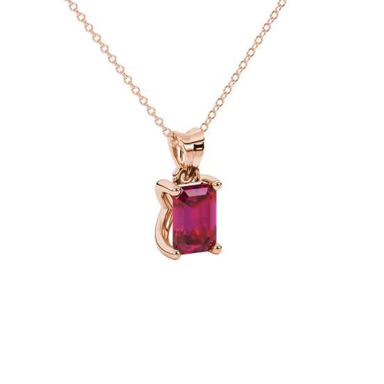 raspberry red gemstone solitaire pendant in rose gold