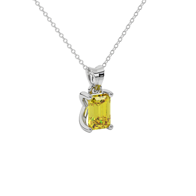 canary yellow gemstone solitaire pendant in white gold