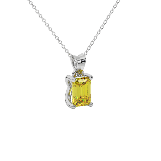 canary yellow gemstone solitaire pendant in white gold