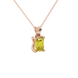 Emerald cut yellow gemstone solitaire pendant in rose gold four prong setting