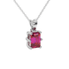Emerald cut red gemstone solitaire pendant in gold with six prong setting