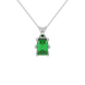 Emerald cut green gemstone solitaire pendant in gold with six prong setting