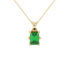 Emerald cut green gemstone solitaire pendant in gold with six prong setting