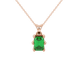 Emerald cut green gemstone solitaire pendant in gold with six prong setting