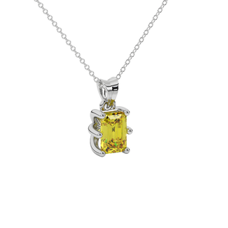 canary yellow gemstone solitaire pendant in white gold