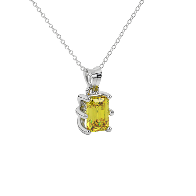 canary yellow gemstone solitaire pendant in white gold