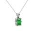 Emerald cut green gemstone solitaire pendant in gold with six prong setting