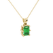 Emerald cut green gemstone solitaire pendant in gold with six prong setting
