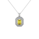 Emerald cut yellow gemstone double halo pendant with octagonal diamond frame in gold