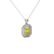 Emerald cut yellow gemstone double halo pendant with octagonal diamond frame in gold