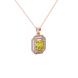 Emerald cut yellow gemstone double halo pendant with octagonal diamond frame in gold