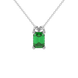 Emerald cut green gemstone solitaire pendant in yellow gold four prong setting