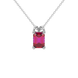 Emerald cut red gemstone solitaire pendant in rose gold four prong setting