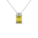 Emerald cut yellow gemstone solitaire pendant in yellow gold four prong setting