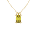 Emerald cut yellow gemstone solitaire pendant in yellow gold four prong setting