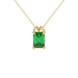 Emerald cut green gemstone solitaire pendant in yellow gold four prong setting