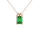 Emerald cut green gemstone solitaire pendant in yellow gold four prong setting