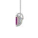 Emerald cut red gemstone solitaire pendant in rose gold four prong setting