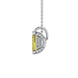 Emerald cut yellow gemstone solitaire pendant in yellow gold four prong setting