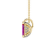 Emerald cut red gemstone solitaire pendant in rose gold four prong setting