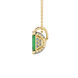 Emerald cut green gemstone solitaire pendant in yellow gold four prong setting