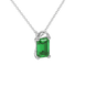 Emerald cut green gemstone solitaire pendant in yellow gold four prong setting