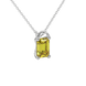 Emerald cut yellow gemstone solitaire pendant in yellow gold four prong setting