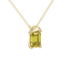 Emerald cut yellow gemstone solitaire pendant in yellow gold four prong setting