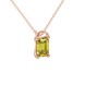 Emerald cut yellow gemstone solitaire pendant in yellow gold four prong setting