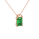 Emerald cut green gemstone solitaire pendant in yellow gold four prong setting