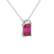 Emerald cut red gemstone solitaire pendant in rose gold four prong setting