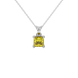 Princess canary yellow gemstone pendant, white gold classic basket setting.
