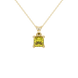Princess canary yellow gemstone pendant, yellow gold classic basket setting.