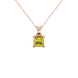 Princess canary yellow gemstone pendant, rose gold classic basket setting.