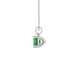 Side profile, white gold emerald green pendant, classic basket gallery.