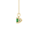 Side profile, yellow gold emerald green pendant, classic basket gallery.