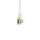 Side profile, rose gold emerald green pendant, classic basket gallery.