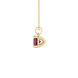 Side profile, yellow gold raspberry red pendant, classic basket gallery.