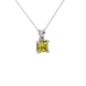 Close-up canary yellow gemstone, white gold lotus setting.